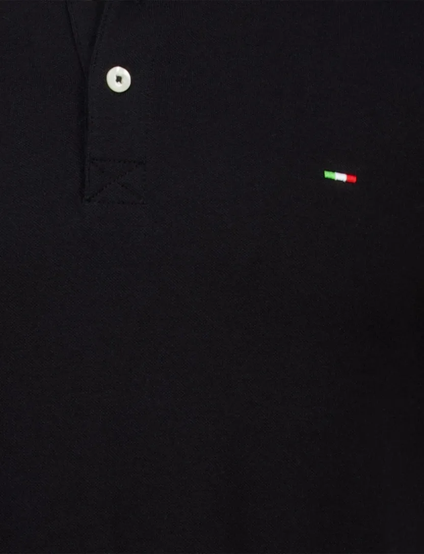Portofino polo extra lang zwart pique katoen