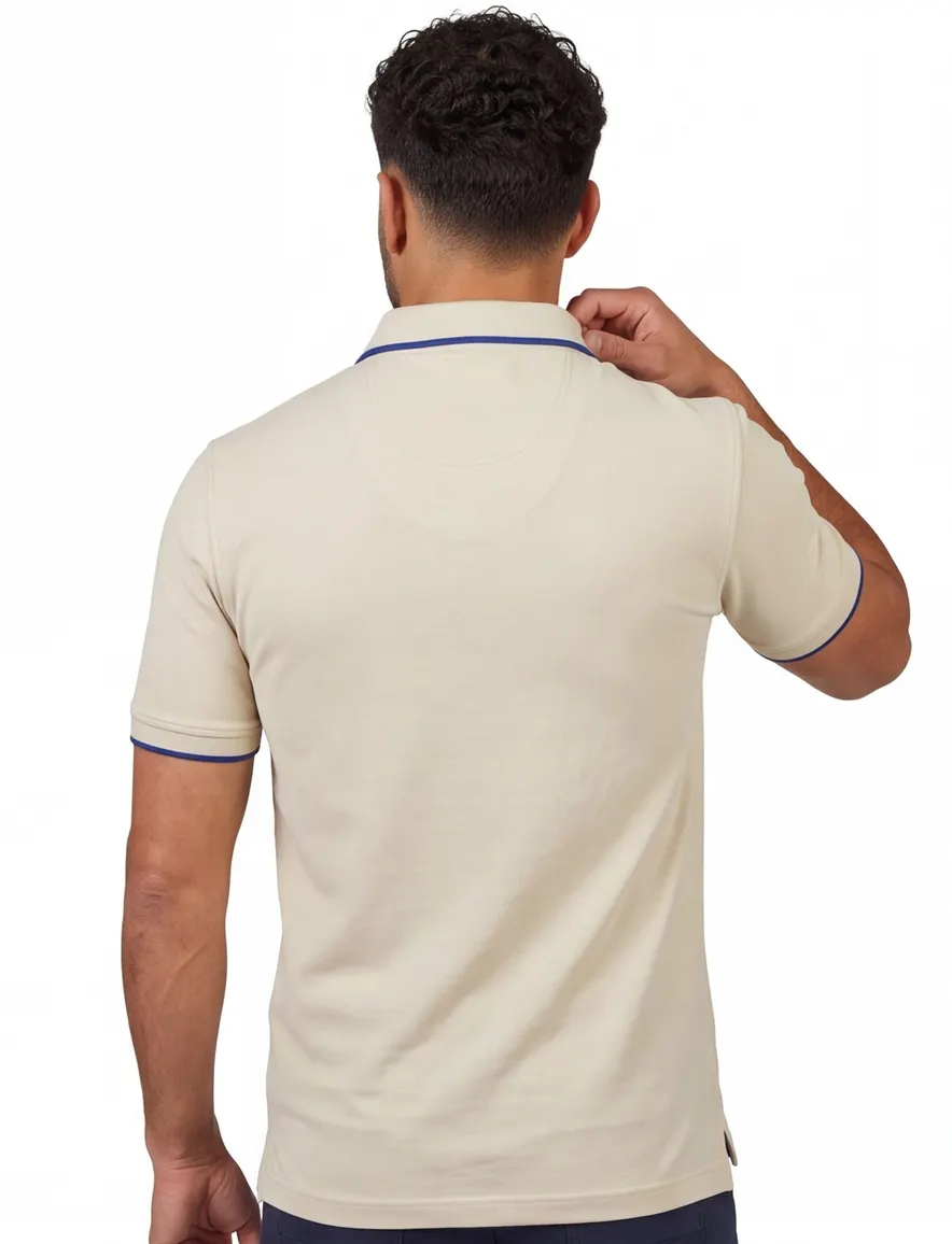 Portofino polo beige effen katoen normale fit