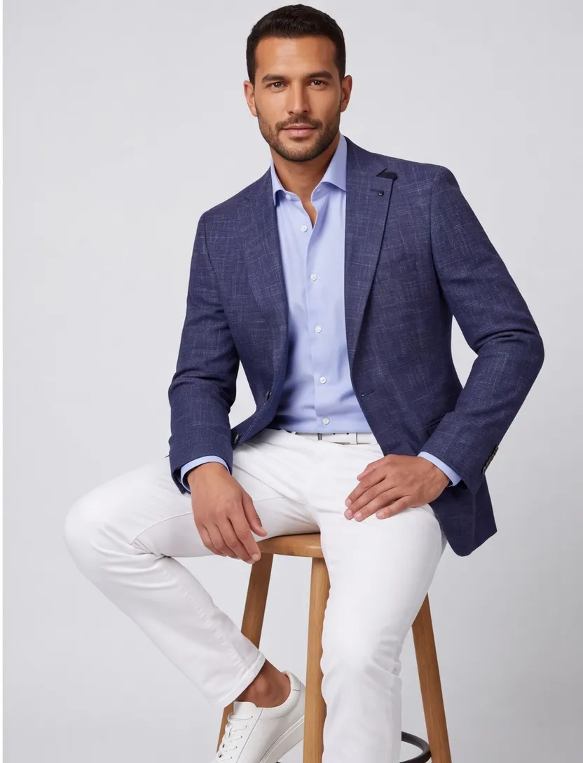 Digel colbert gemeleerd donkerblauw normale fit