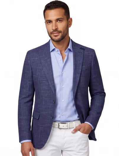 Digel Digel colbert gemeleerd donkerblauw normale fit