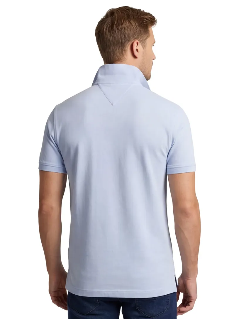 Tommy Hilfiger effen polo regular fit licht blauw
