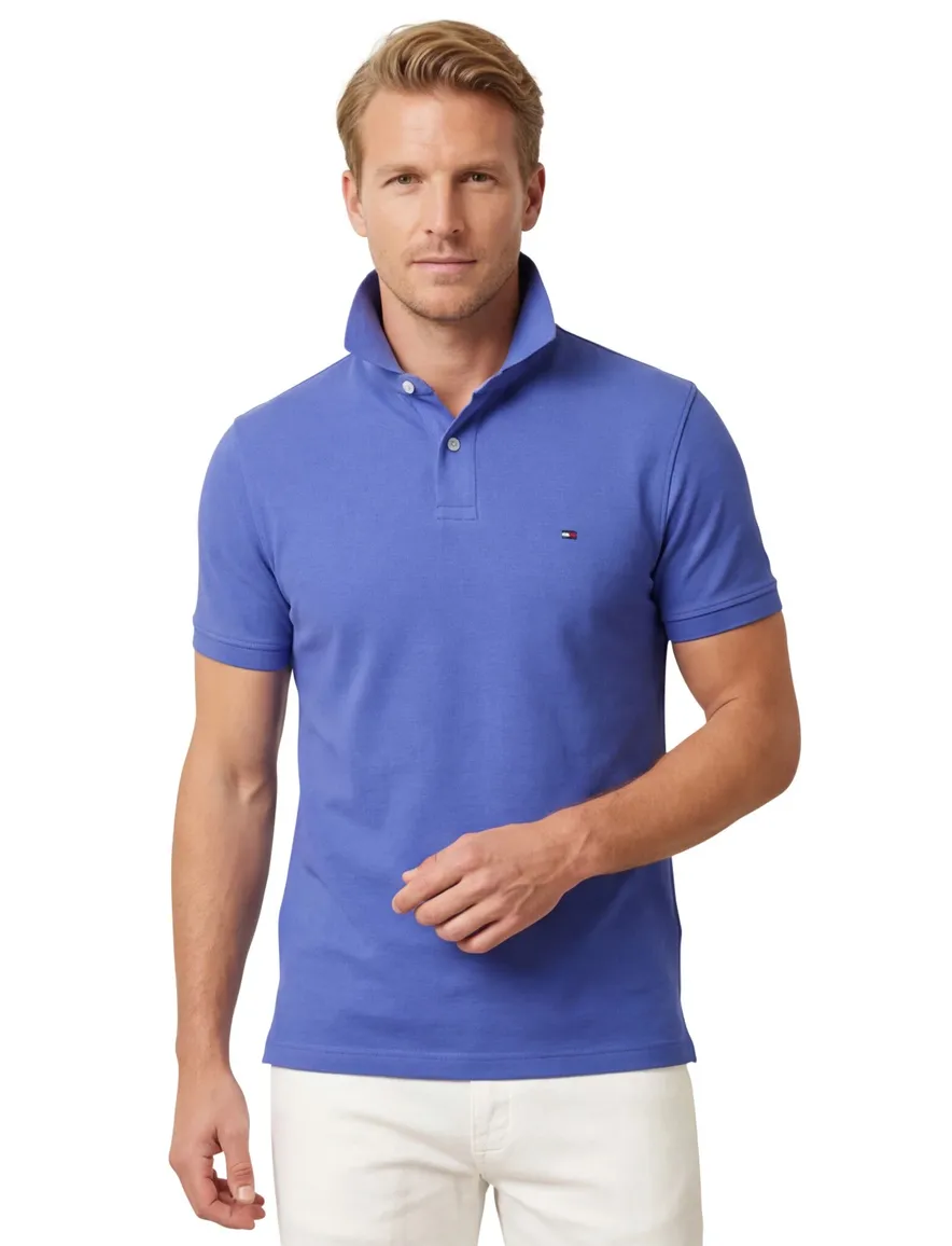 Tommy Hilfiger polo blauw effen katoen normale fit