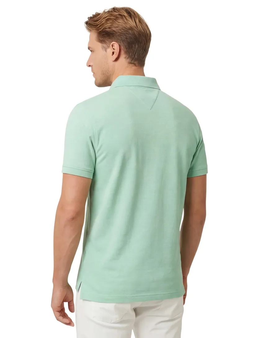Tommy Hilfiger polo effen mintgroen katoen normale fit