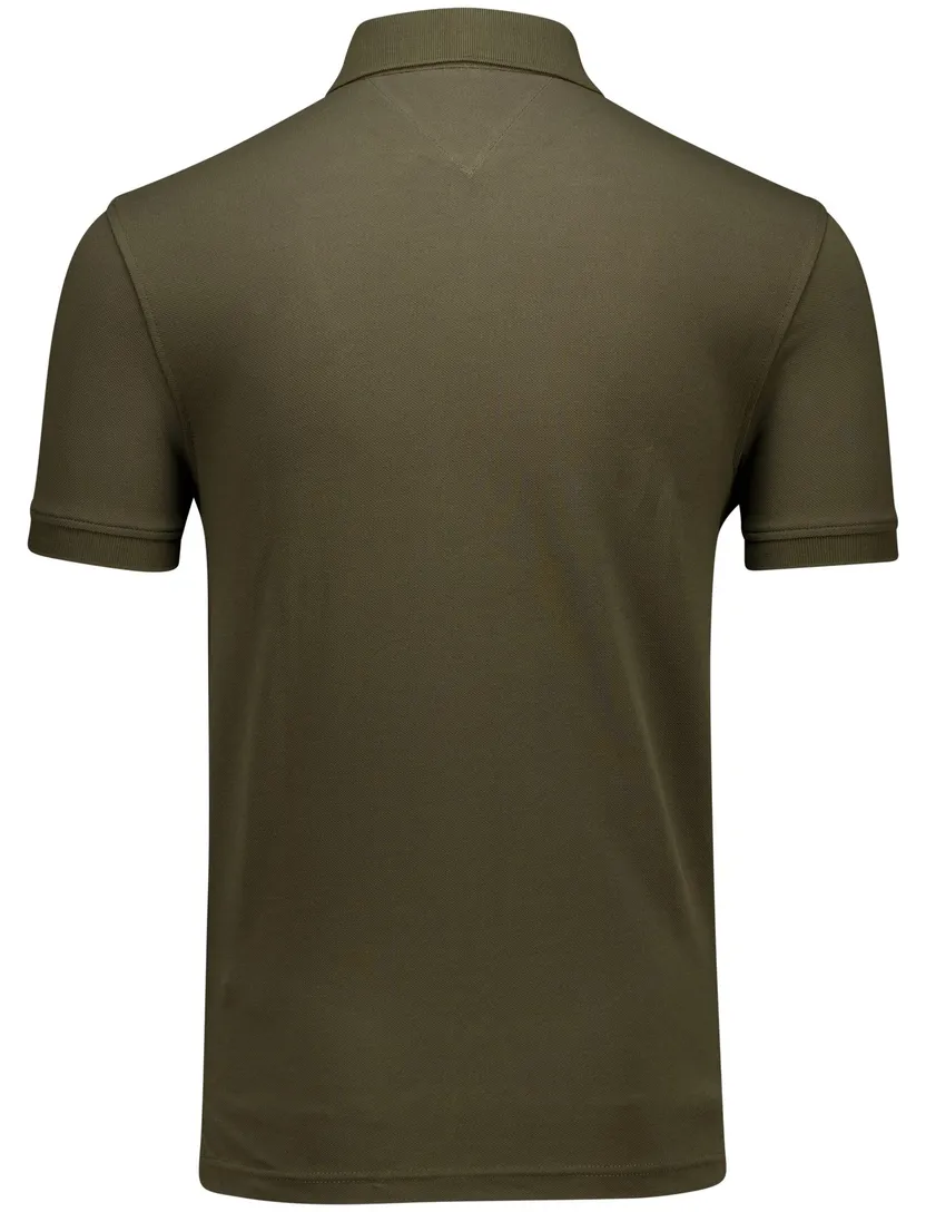 katoenen Tommy Hilfiger polo olijfgroen effen normale fit