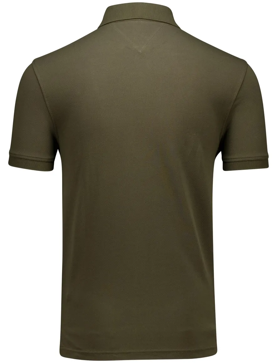 Tommy Hilfiger polo katoen olijfgroen effen normale fit