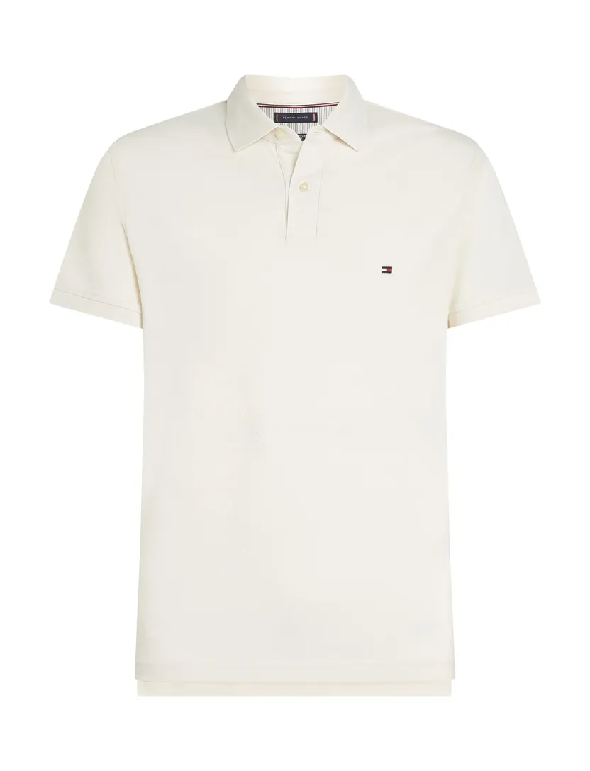 katoenen Tommy Hilfiger polo creme normale fit effen