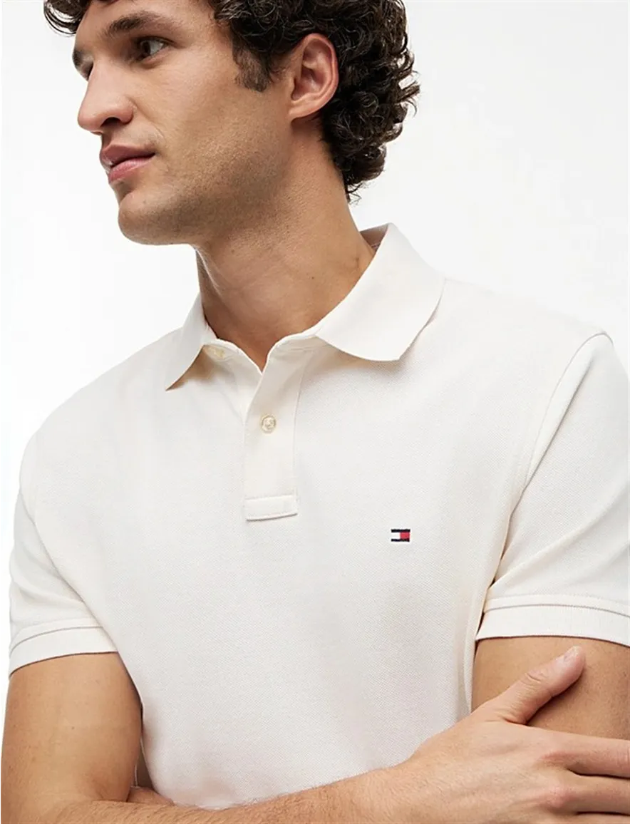 Tommy Hilfiger polo creme 2-knoops normale fit effen