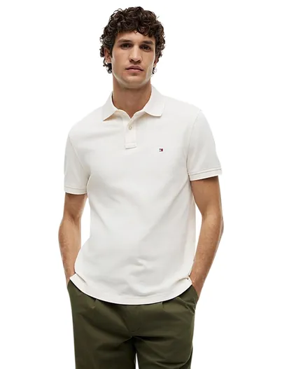 Tommy Hilfiger Tommy Hilfiger polo creme 2-knoops normale fit effen
