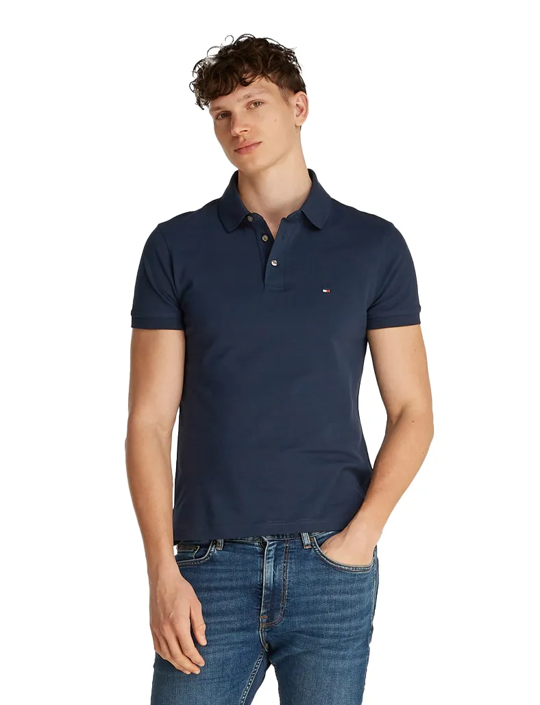 Tommy Hilfiger polo donkerblauw 3-knoops katoen