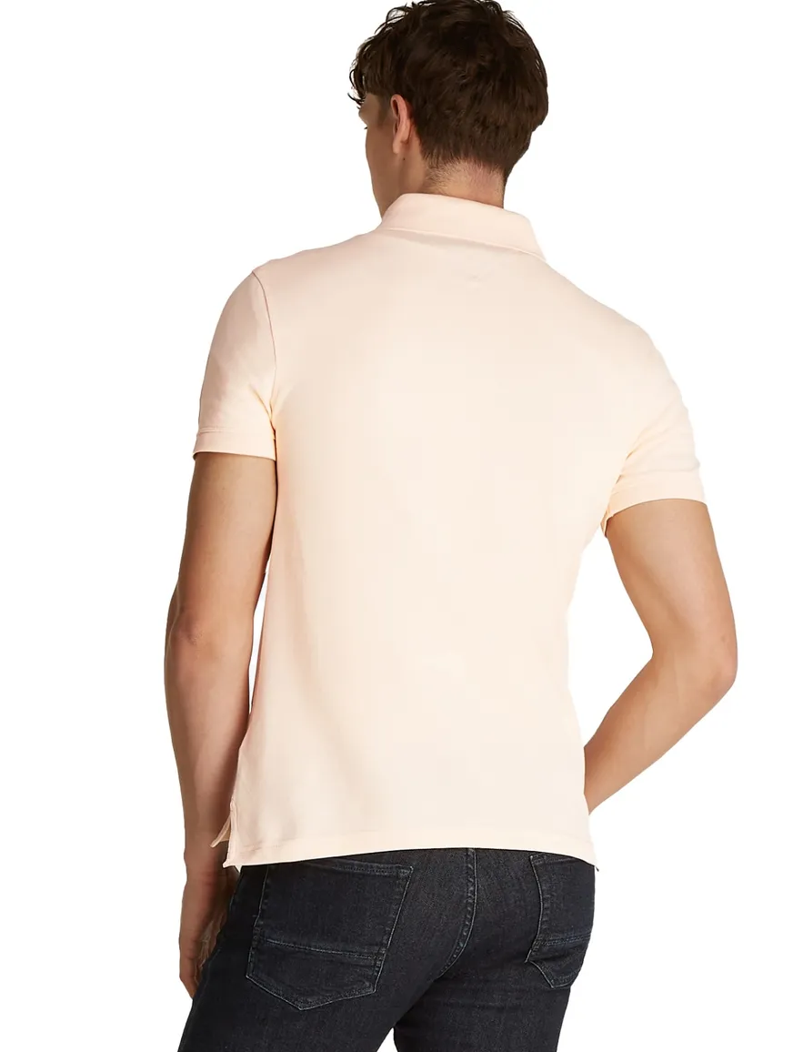 katoenen Tommy Hilfiger polo roze pique slim fit