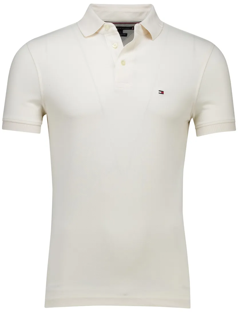 katoenen Tommy Hilfiger polo wit effen 3-knoops