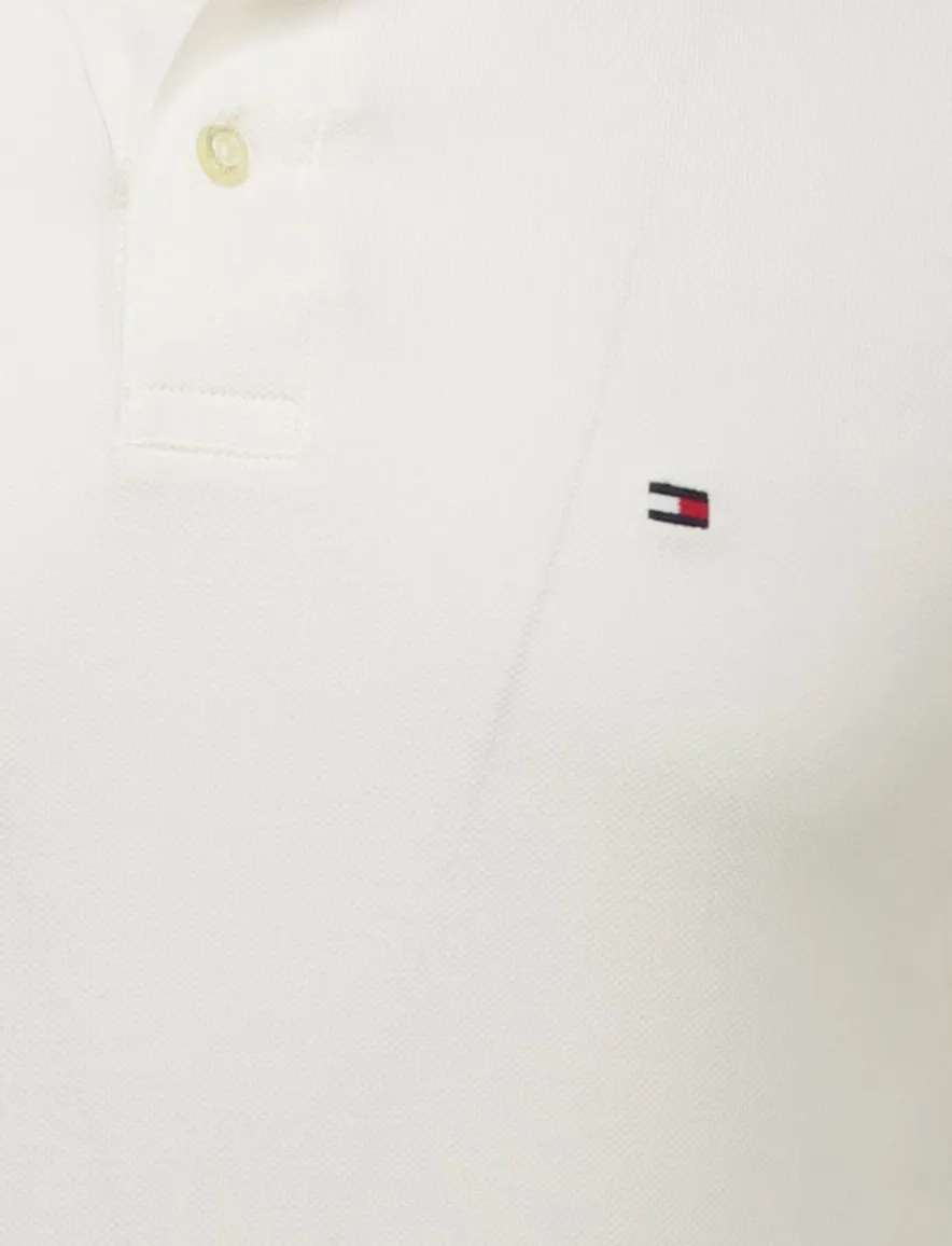 Tommy Hilfiger polo wit effen 3-knoops slim fit katoen