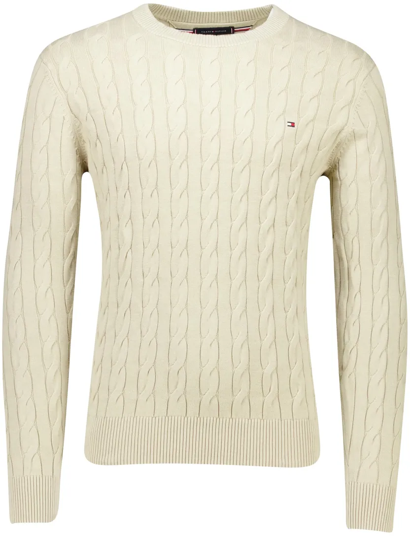 Tommy Hilfiger trui creme gebreid Classic Cable ronde hals