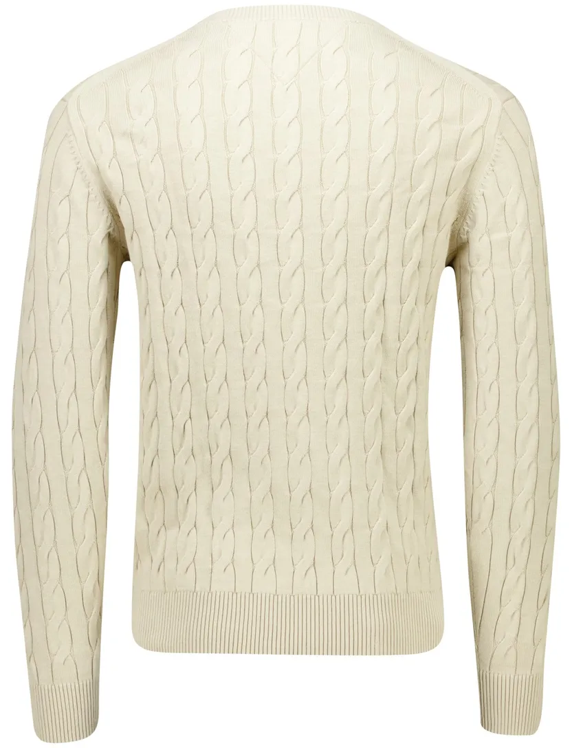 Tommy Hilfiger trui creme gebreid Classic Cable ronde hals
