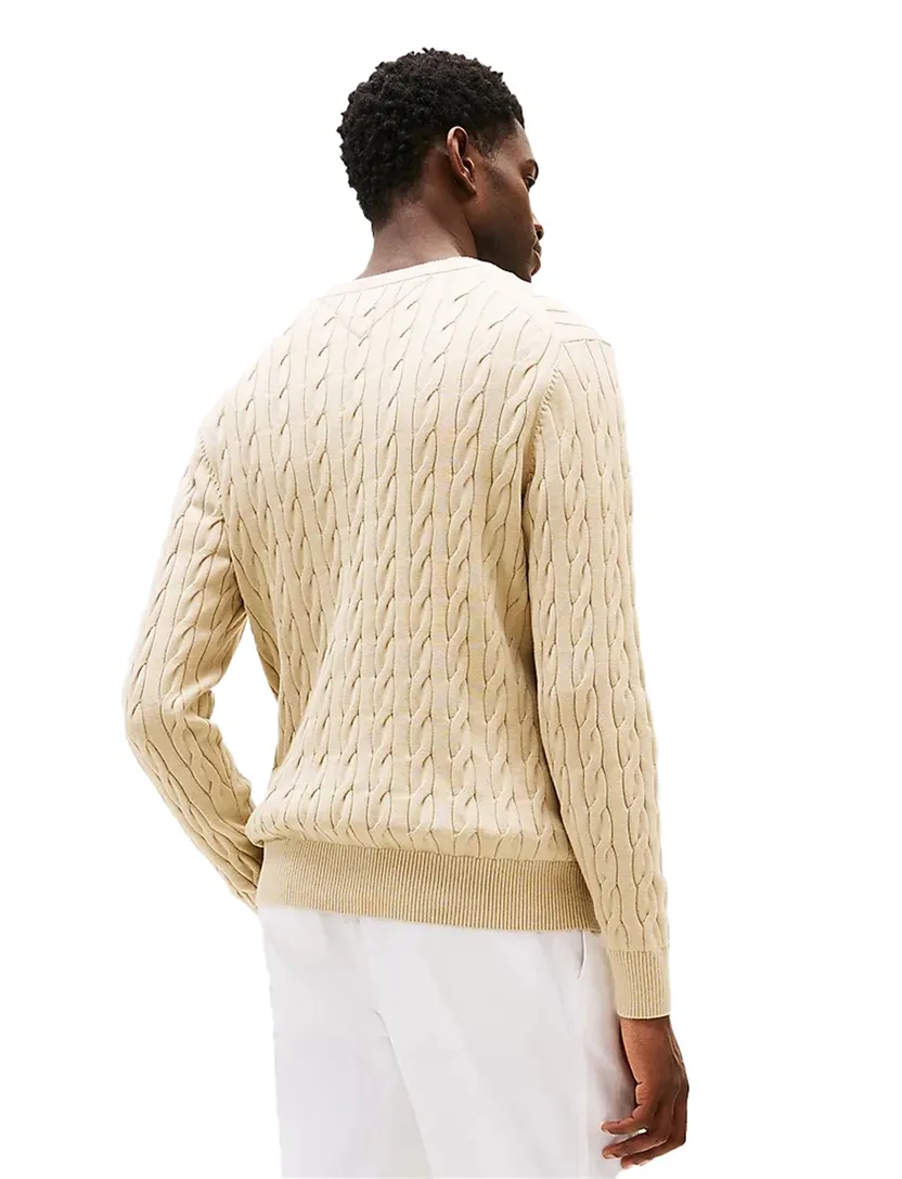 Tommy Hilfiger trui creme gebreid Classic Cable ronde hals