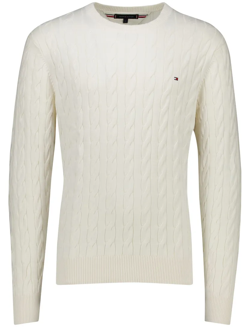 Tommy Hilfiger classic cotton cable crew neck wit gebreid