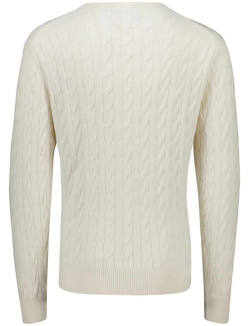 Tommy Hilfiger classic cotton cable crew neck wit gebreid