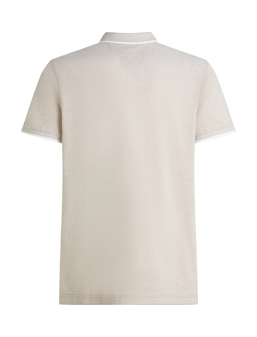 Tommy Hilfiger polo beige wit 3-knoops