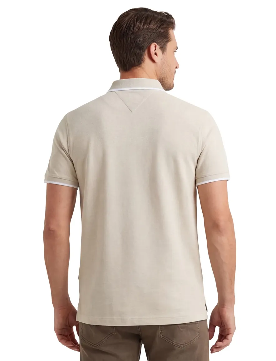 Tommy Hilfiger polo beige wit 3-knoops