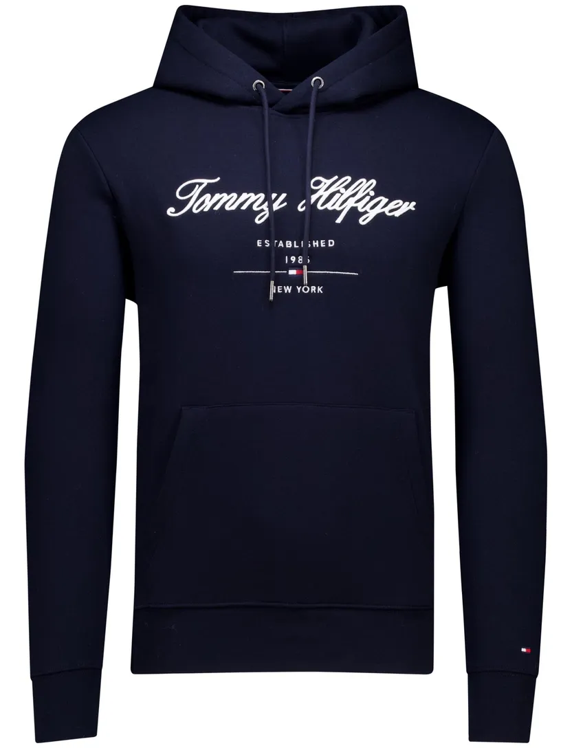 Tommy Hilfiger script logo hoodie donkerblauw