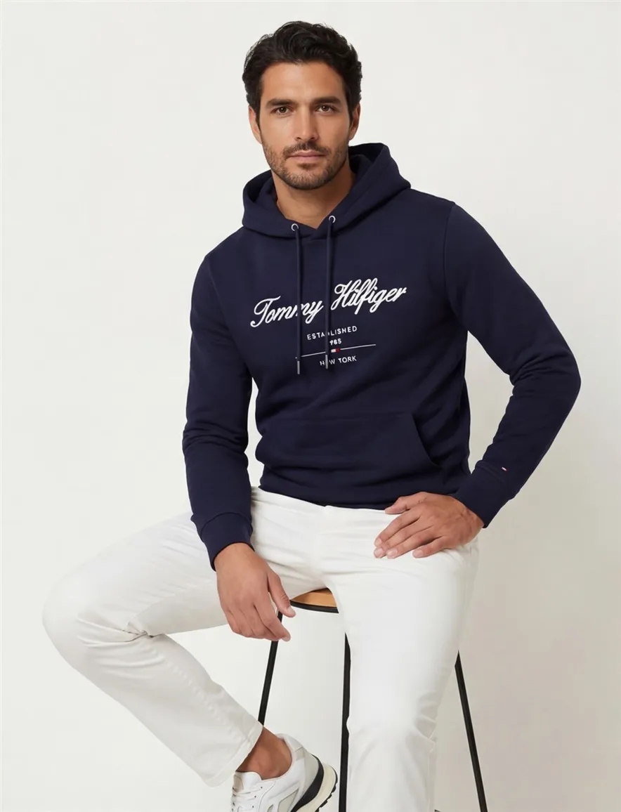 Tommy Hilfiger hoodie donkerblauw capuchon