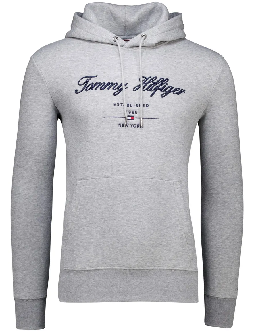 Tommy Hilfiger hoodie grijs met logo gemêleerd