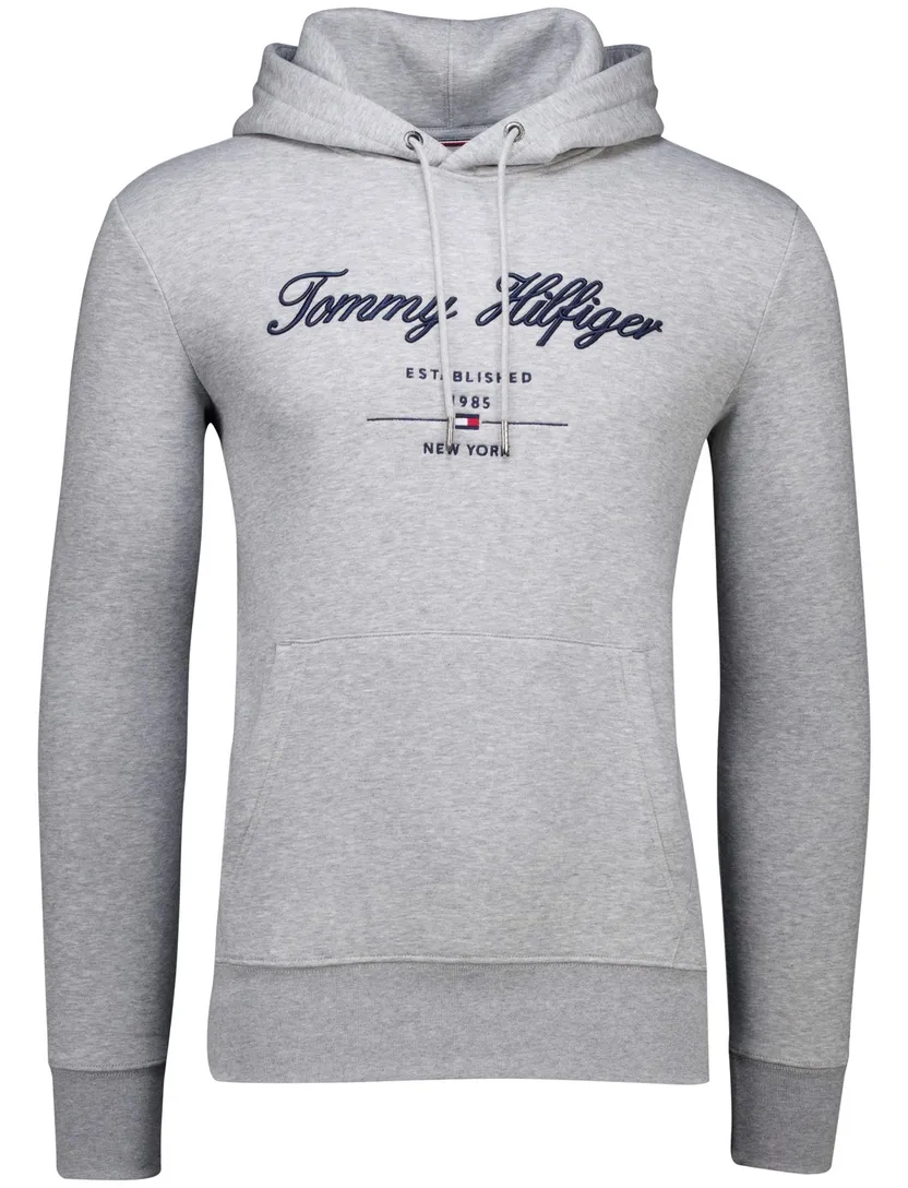 Tommy Hilfiger hoodie grijs met logo met boord