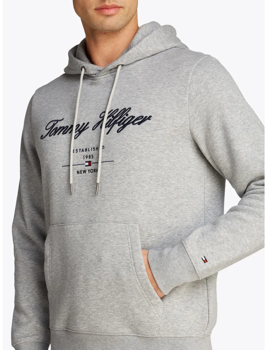 Tommy Hilfiger hoodie grijs met logo gemêleerd