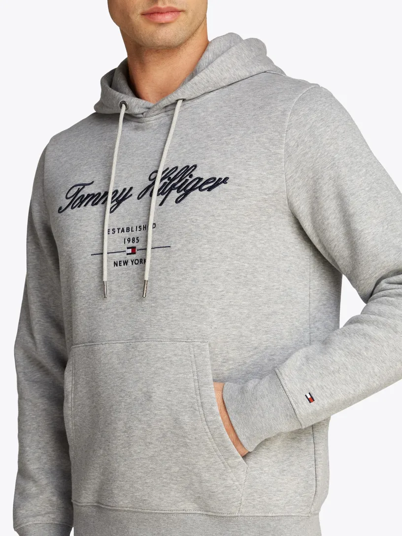Tommy Hilfiger hoodie grijs met logo met boord