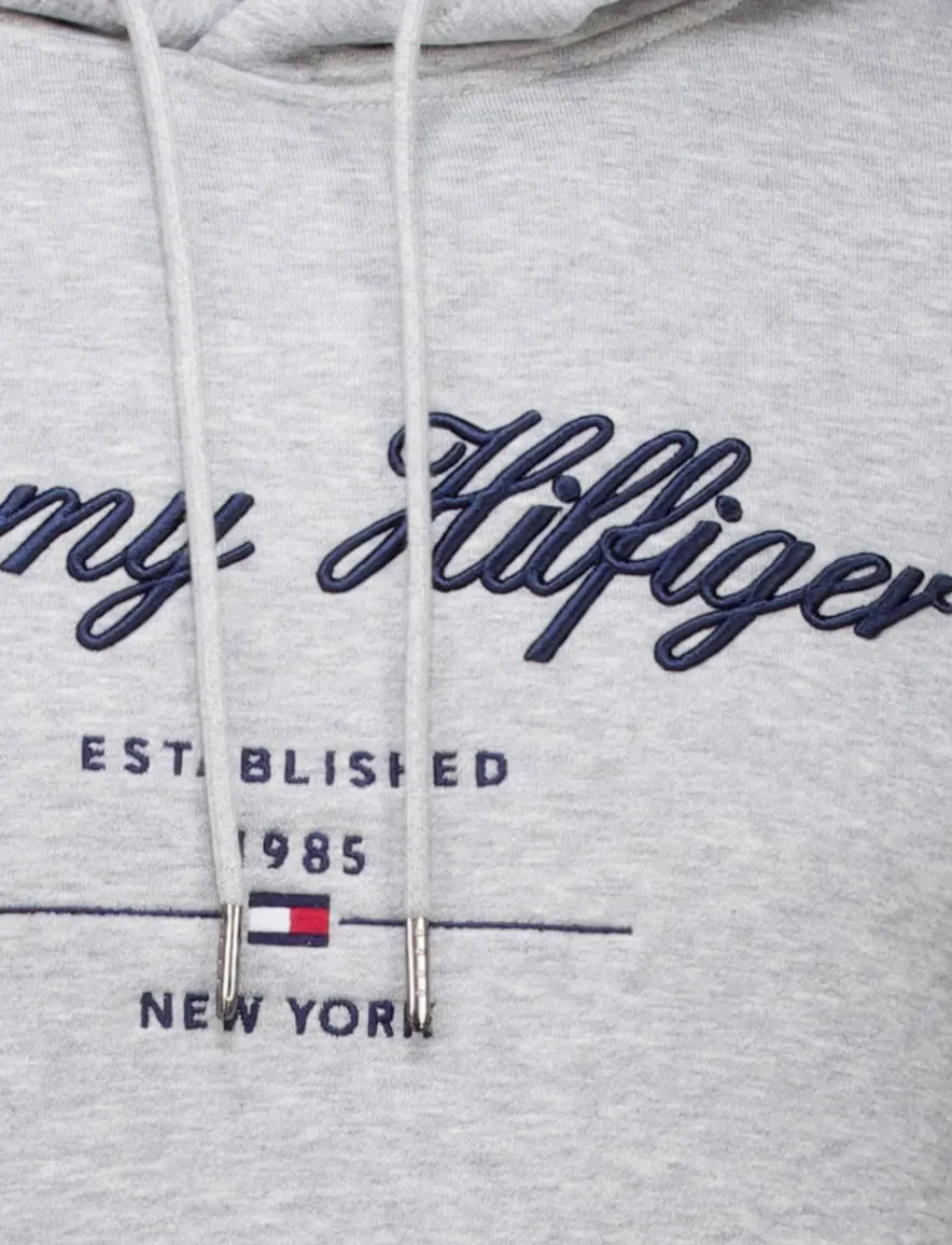Tommy Hilfiger hoodie grijs met logo gemêleerd