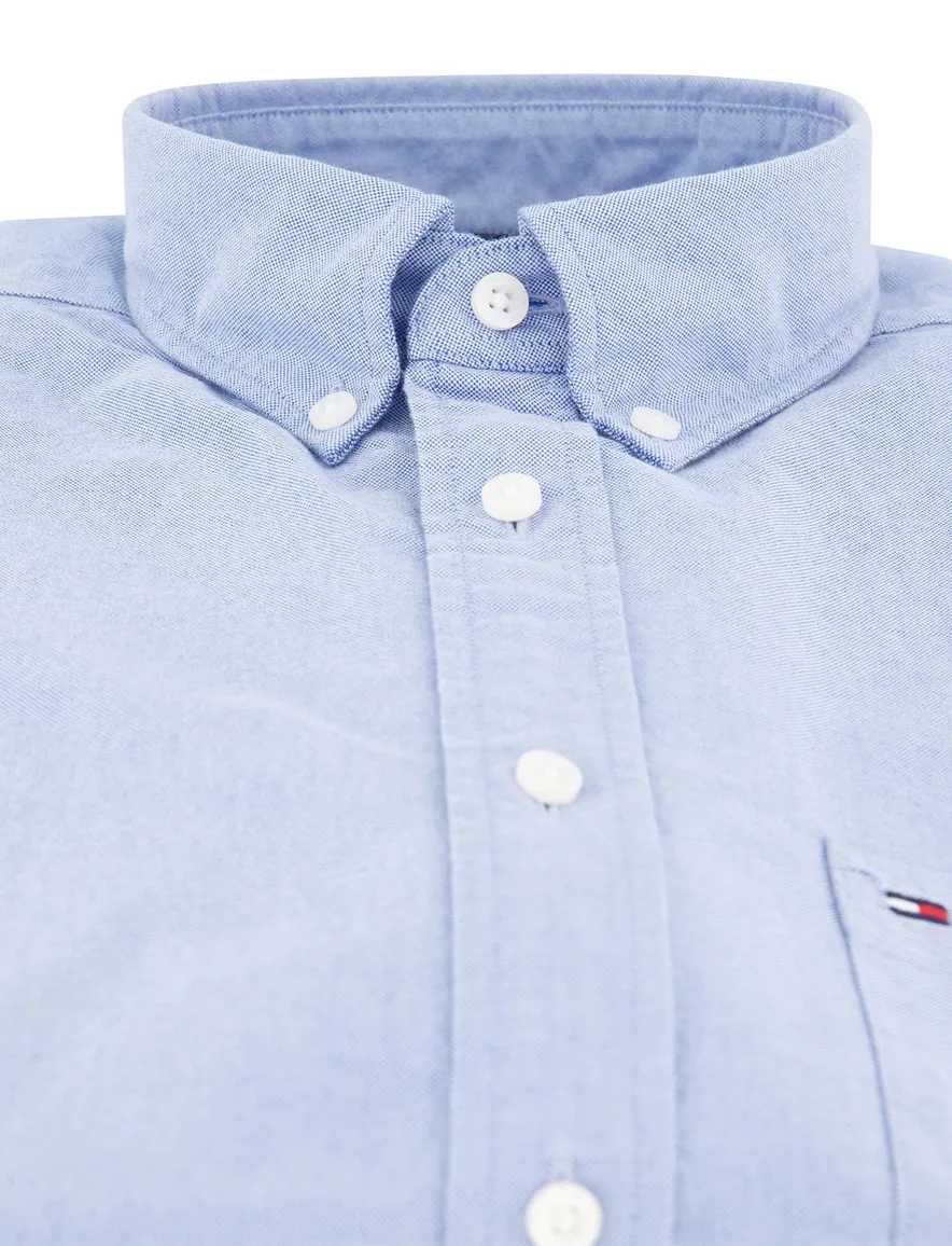 Tommy Hilfiger overhemd lichtblauw jersey borstzak button-down