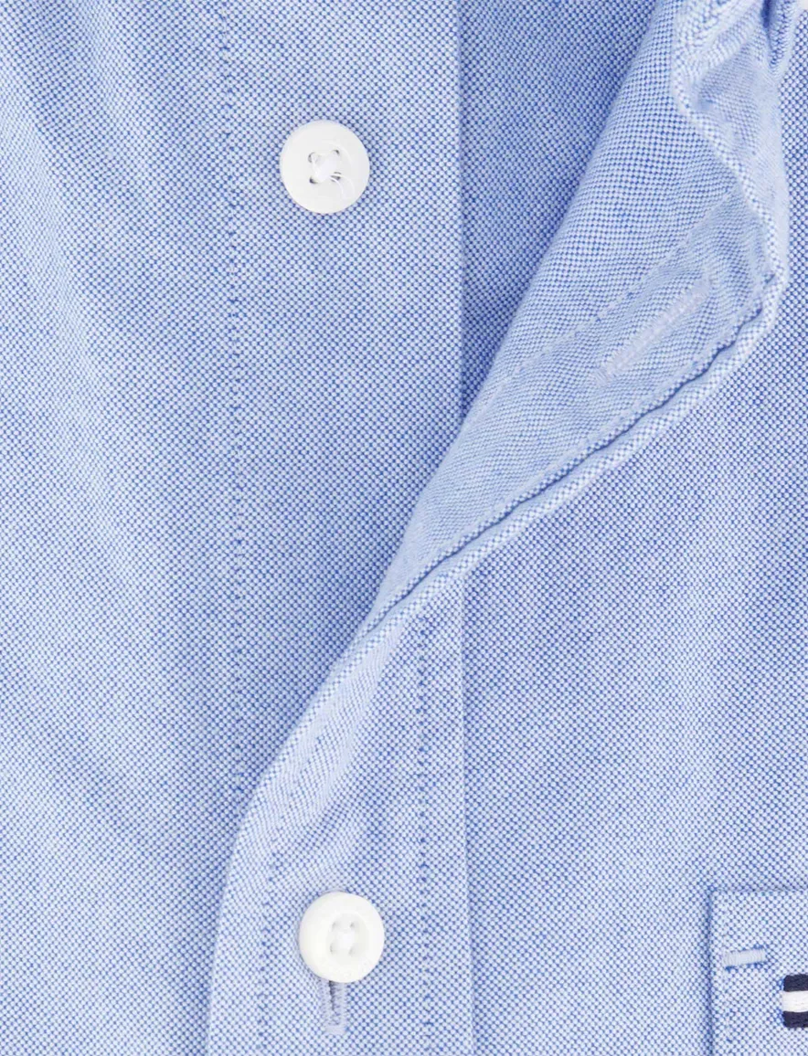 Tommy Hilfiger overhemd lichtblauw jersey borstzak button-down