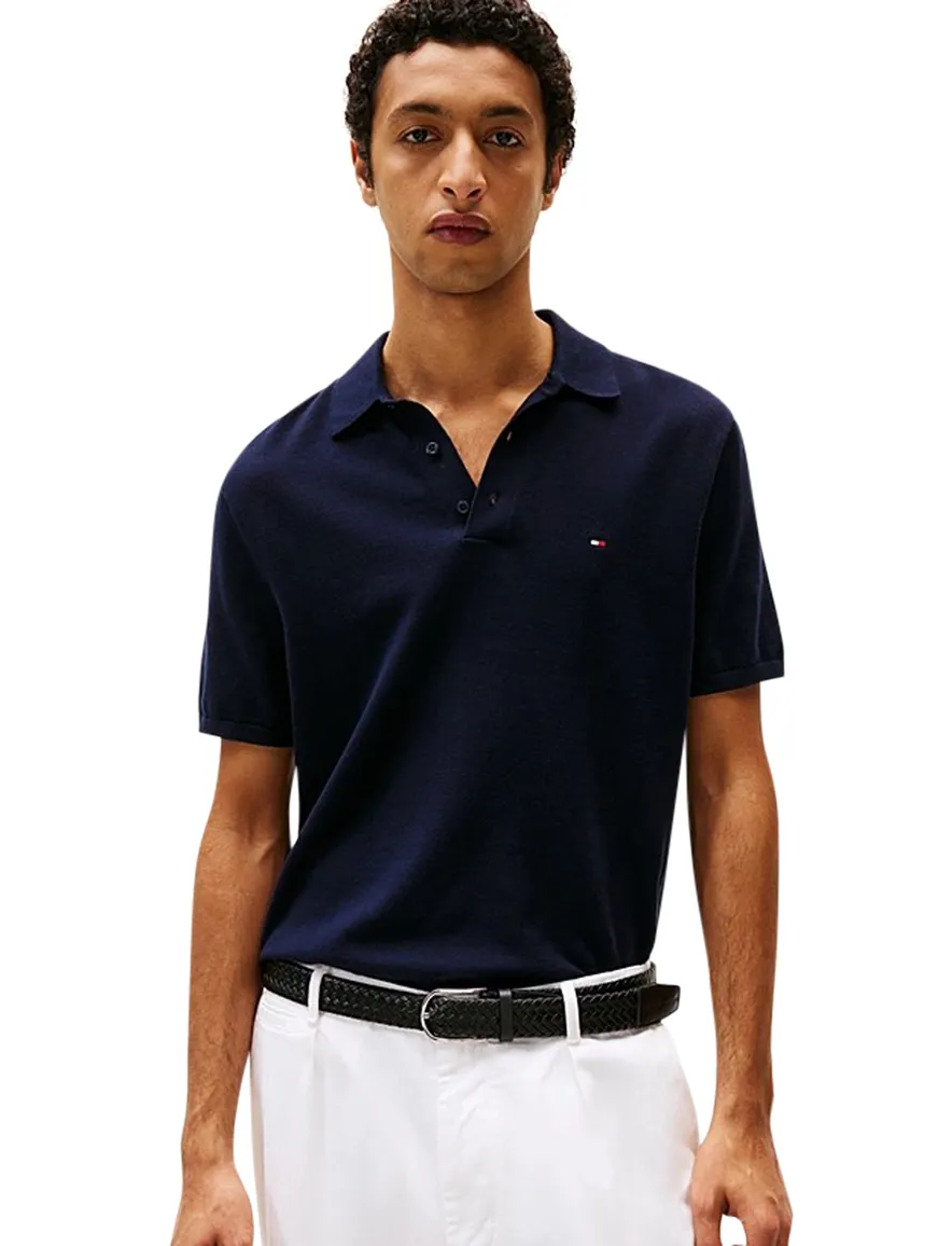 Tommy Hilfiger korte mouw polo trui donkerblauw