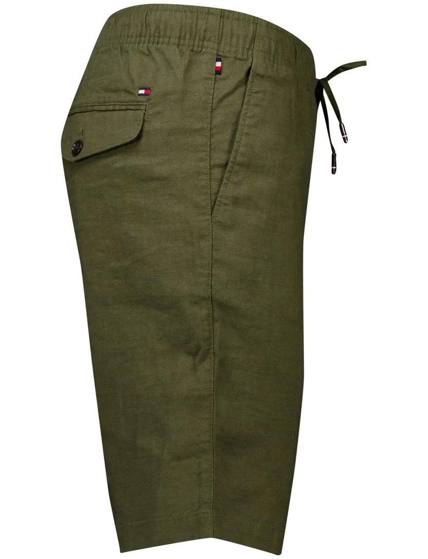 groene Tommy Hilfiger Harlem po linen short relaxed fit
