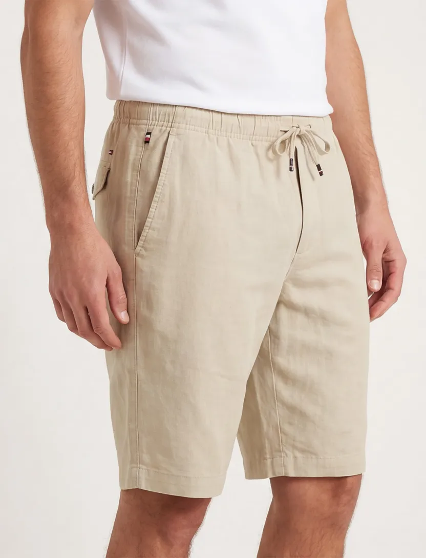 Tommy Hilfiger tapered fit short linnen beige
