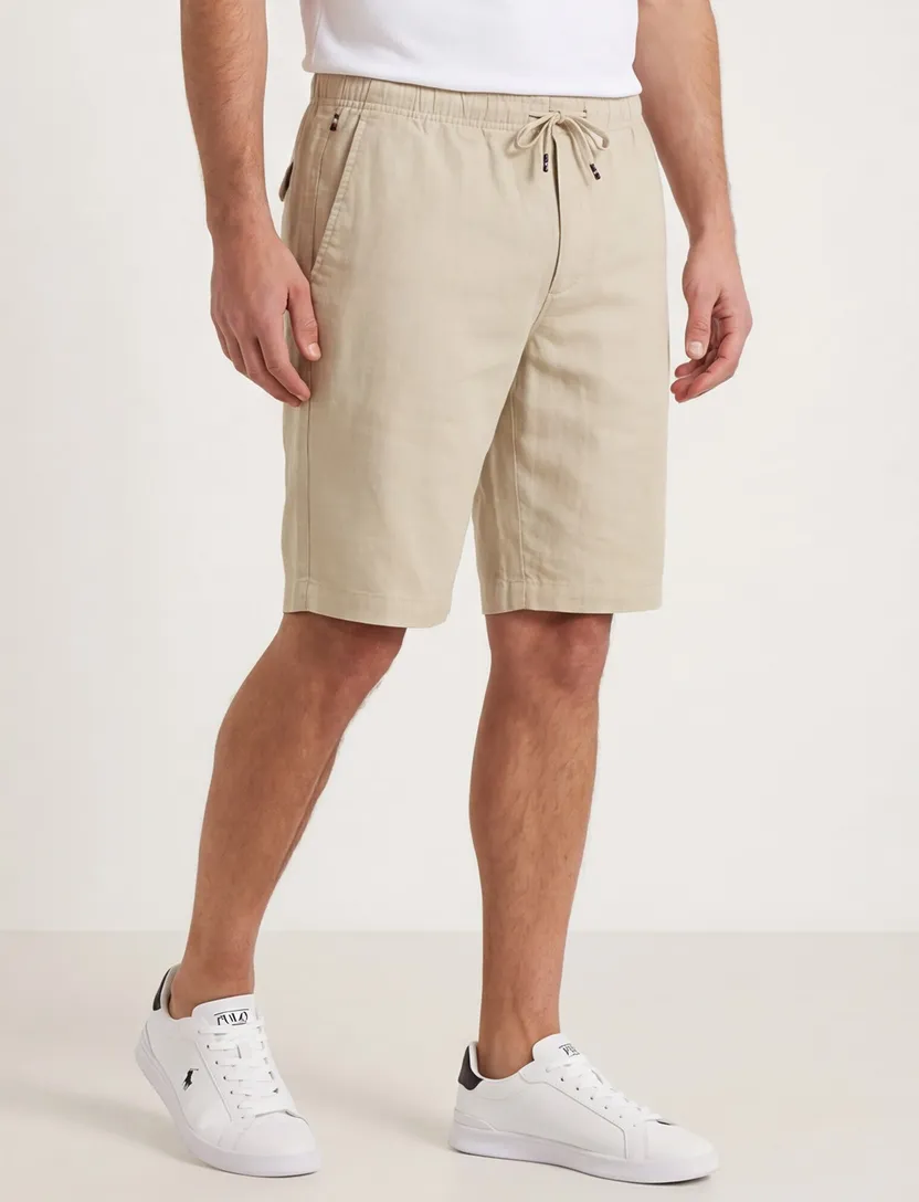 Tommy Hilfiger tapered fit short linnen beige