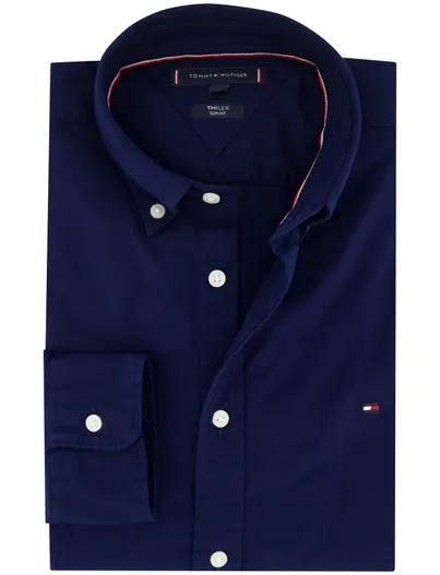 Tommy Hilfiger Tommy Hilfiger overhemd donkerblauw slim fit katoen