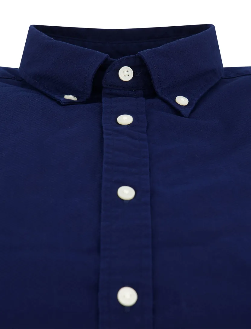 katoenen Tommy Hilfiger overhemd effen donkerblauw slim fit