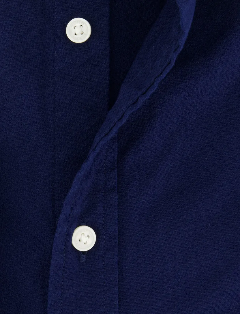 katoenen Tommy Hilfiger overhemd effen donkerblauw slim fit