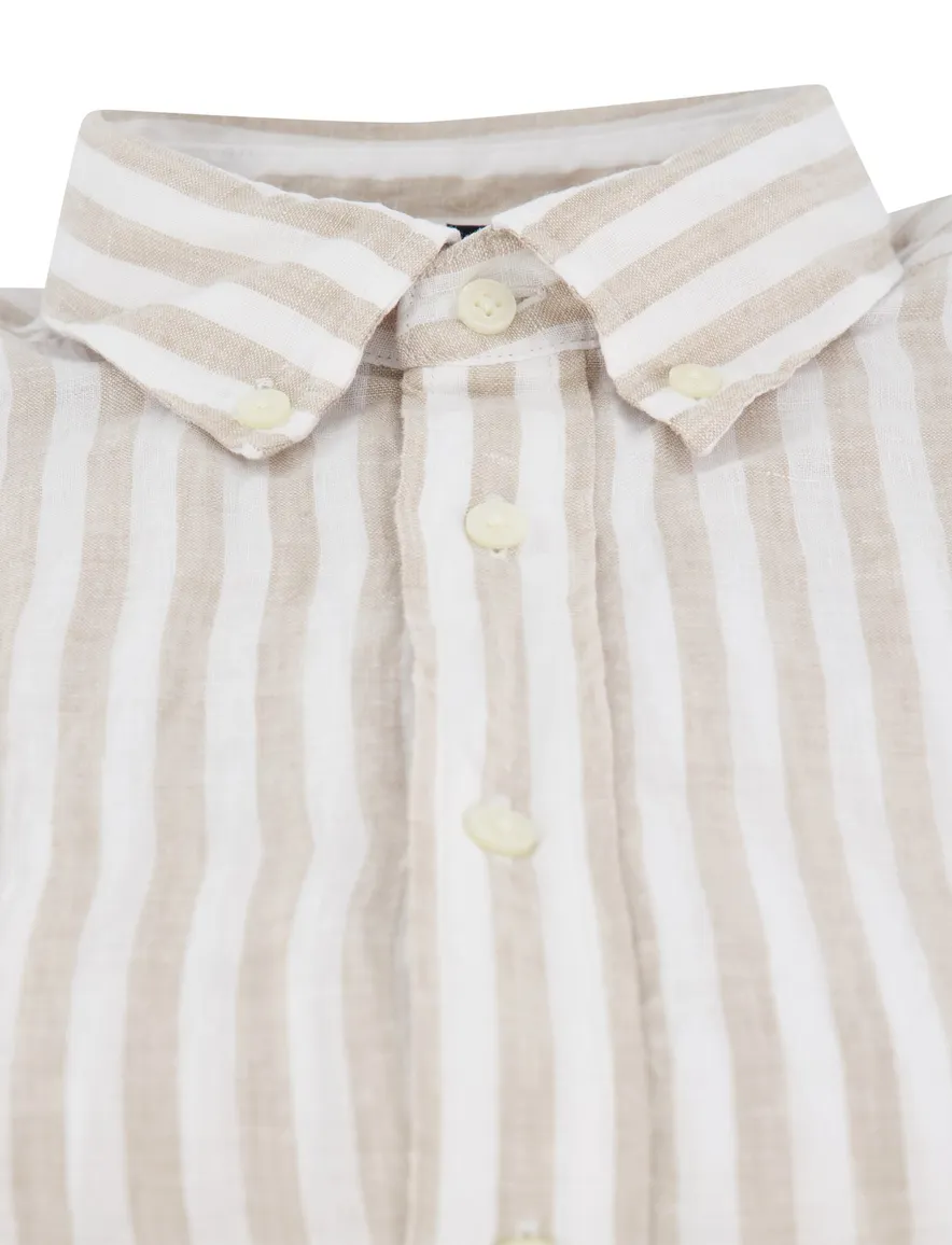 Tommy Hilfiger overhemd beige wit regular fit