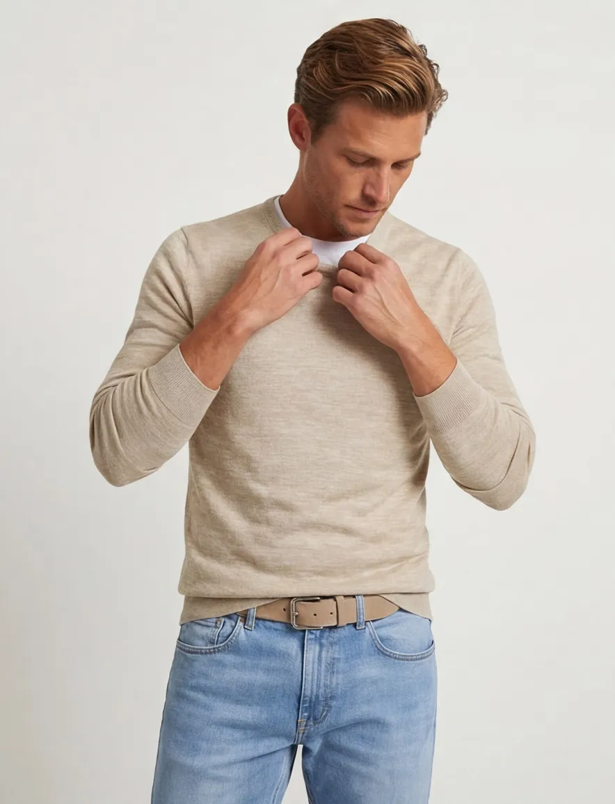 Tommy Hilfiger trui beige gemeleerd