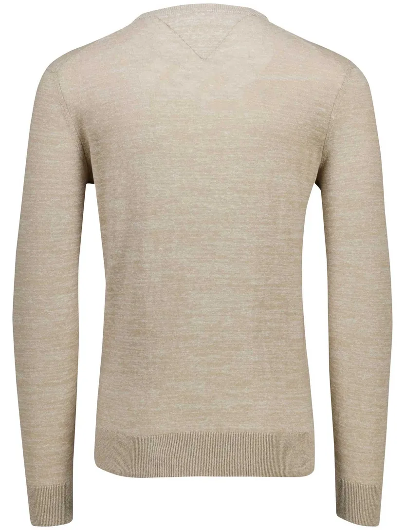 Tommy Hilfiger crew neck trui beige gemêleerd met boord