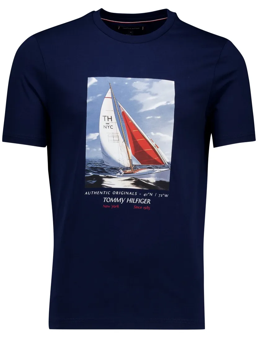 Tommy Hilfiger T-shirt effen donkerblauw print