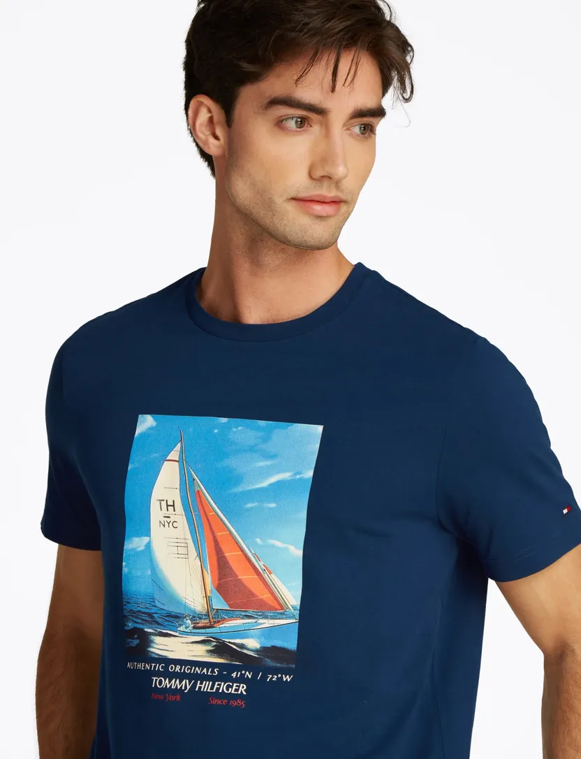 Tommy Hilfiger T-shirt effen donkerblauw print