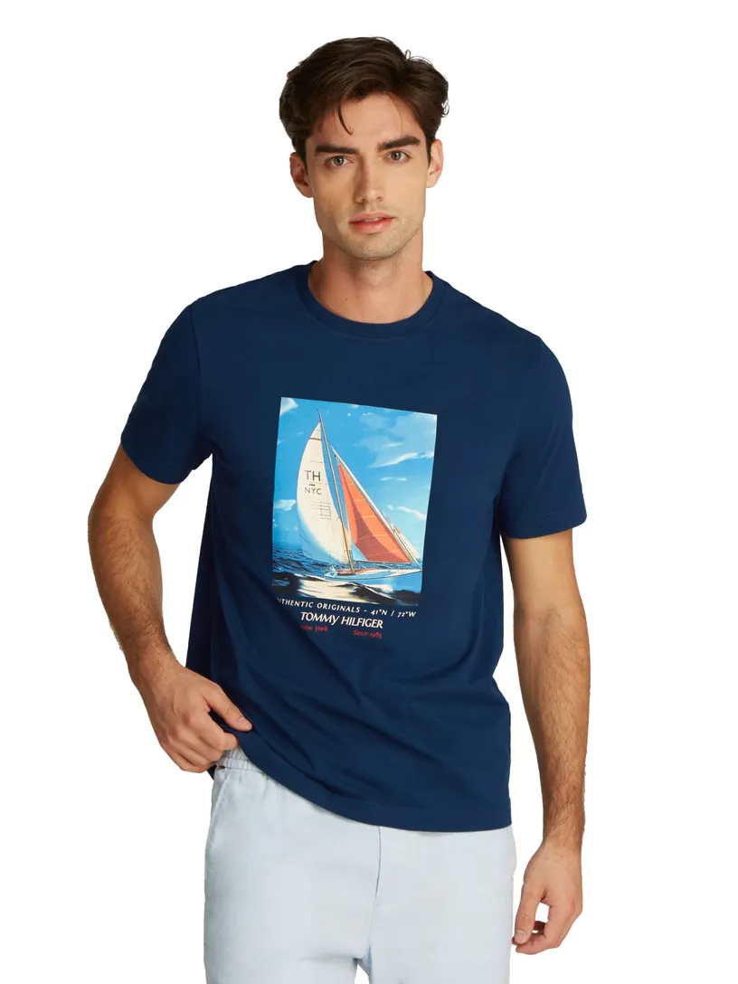 Tommy Hilfiger T-shirt effen donkerblauw print