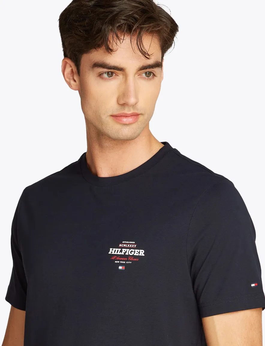 Tommy Hilfiger T-shirt donkerblauw opdruk ronde hals