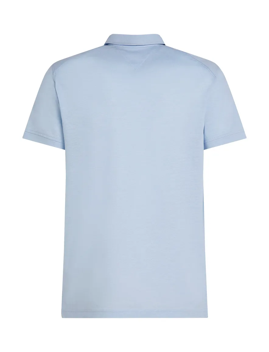 Tommy Hilfiger polo lichtblauw 3-knoops effen slim fit
