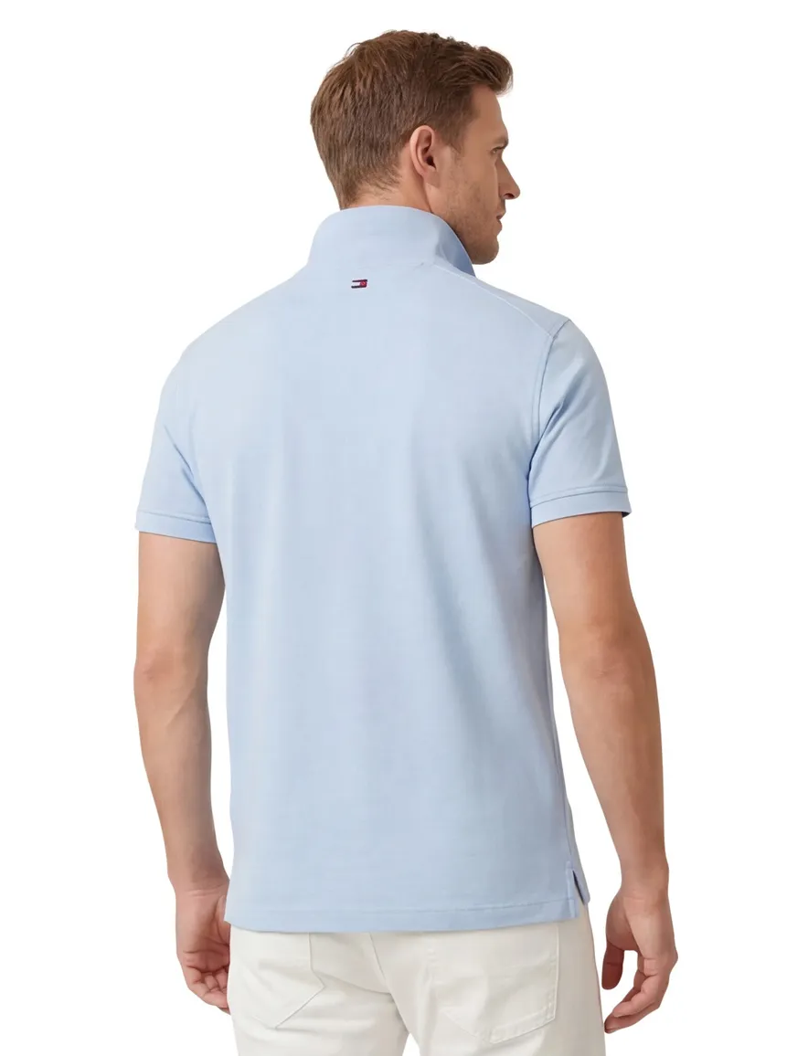 Tommy Hilfiger polo lichtblauw 3-knoops effen slim fit