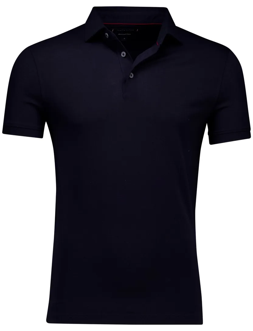 Tommy Hilfiger polo donkerblauw korte mouw slim fit 3 knoops