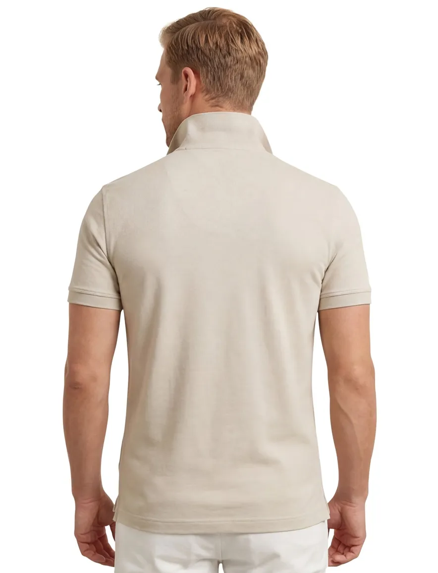 Tommy Hilfiger polo beige effen katoen slim fit